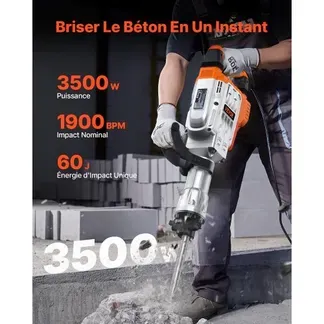 VEVOR Hochleistungs-Betonbrecher Abbruchhammer 3500 W, 60 J Schlagkraft Elektroabbruchhammer, Bohrhammer Betonhammer Stemmhammer 1900 BPM, inkl. Spitzmeißel, Flachmeißel, für Schiefer, Beton usw. VEVOR Hochleistungs-Betonbrecher Abbruchhammer 3500 W, 60 J Schlagkraft Elektroabbruchhammer, Bohrhammer Betonhammer Stemmhammer 1900 BPM, inkl. Spitzmeißel, Flachmeißel, für Schiefer, Beton usw.