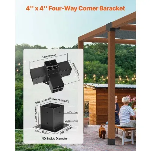 VEVOR Pfostenverbinder, Pfostennecke für 92×92 mm Pfosten, 4-Wege-Hochleistungs-Eckhalterungen, Pfostenträger, Woodworks DIY-Pfostenbasissatz, für Pavillons, Terrassenpergolen, Pavillion, 4er-Set VEVOR Pfostenverbinder, Pfostennecke für 92×92 mm Pfosten, 4-Wege-Hochleistungs-Eckhalterungen, Pfostenträger, Woodworks DIY-Pfostenbasissatz, für Pavillons, Terrassenpergolen, Pavillion, 4er-Set