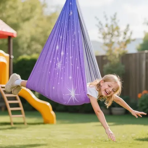 VEVOR Aerial Yoga Hängematte Set aus doppellagigem Stoff, Aerial Yoga Swing Air Fliegen, Yoga-Schaukel mit 360°-Drehaufhängung & O-Sling & 136,07 kg Max. Tragfähigkeit, Deckenschaukeln Rosa+Blau – Bild 7