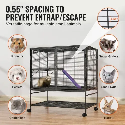 VEVOR 39" rollender Frettchenkäfig aus Eisen, großer 2-stöckiger Critter Nation-Käfig, Kleintierkäfig mit Rampen und Tablett, einfach aufzubauen für Hausratten, Hamster, Meerschweinchen, Chinchillas – Bild 2