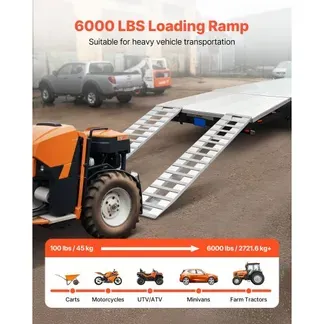 VEVOR Auffahrrampen Anhängerrampen 2 Stk. 240 x 38 cm Laderampen aus Aluminiumlegierung, 2721,6 kg Gesamtkapazität, für Karren Ackerschlepper Geländefahrzeuge Rasenmäher Motorräder Silber VEVOR Auffahrrampen Anhängerrampen 2 Stk. 240 x 38 cm Laderampen aus Aluminiumlegierung, 2721,6 kg Gesamtkapazität, für Karren Ackerschlepper Geländefahrzeuge Rasenmäher Motorräder Silber