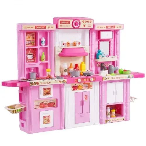 VEVOR Kinderküchen-Spielset, 3-in-1-Kleinkinderküche mit simuliertem Sprühnebel, Geräuschen & Lichtern, Spielküchenset mit 74-teiligem Kochzubehörset für Kinder im Alter von 3–8 Jahren, pink VEVOR Kinderküchen-Spielset, 3-in-1-Kleinkinderküche mit simuliertem Sprühnebel, Geräuschen & Lichtern, Spielküchenset mit 74-teiligem Kochzubehörset für Kinder im Alter von 3–8 Jahren, pink