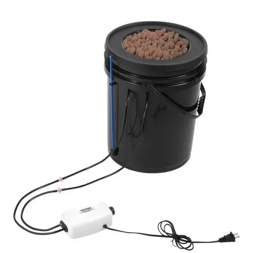 VEVOR DWC Hydroponics Grow System, Hydroponisches Anbausystem mit Top-Drip-Kit, 5-Gallonen-Tiefwasserkultur mit Luftpumpe, Luftstein und Wasserstandsanzeige für Blattgemüse (1 Eimer + Top-Drip-Kit) – Bild 9
