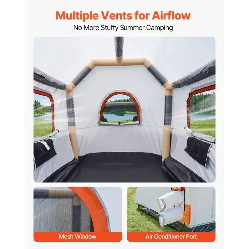 VEVOR Aufblasbares Campingzelt für Ladefläche 219 x 165 x 183 cm, Pickup Zelt Wasserdicht (PU2000 mm) mit Belüfteten Netzfenstern, ideal für Camping Wandern Outdoor-Aktivitäten inklusive Luftpumpe – Bild 3