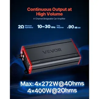 VEVOR Autoverstärker 4-Kanal, Endstufe Klasse D Überbrückbar, Max. 4 x 272 W an 4 Ohm / 4 x400 W an 2 Ohm, Hochleistungsverstärker für SUVs Pickups Geländewagen Mehrkanal-Audioverstärker VEVOR Autoverstärker 4-Kanal, Endstufe Klasse D Überbrückbar, Max. 4 x 272 W an 4 Ohm / 4 x400 W an 2 Ohm, Hochleistungsverstärker für SUVs Pickups Geländewagen Mehrkanal-Audioverstärker