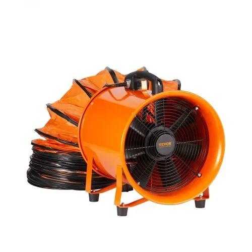VEVOR Bauventilator 367-W-AC-Motor Baugebläse 2800 U/min Baulüfter Gebläse 2574 CFM (4373 m3/h) Axiallüfter mit 5 m Schlauch Axialgebläse 79 dB Geräuschpegel Industrielüfter – Bild 8