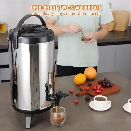 VEVOR Heiß- und Kaltgetränkespender Getränkespender 9,2 L, Edelstahl Heiß- und Kaltwasserbrunnen Großer Getränkespender mit Zapfen & Tragegriff für Kaffee, Wasser, Saft, Isolierkanne für Cafés, Bars – Bild 4