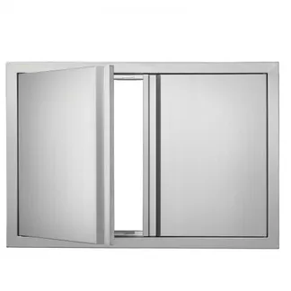 VEVOR Grill-Zugangstür, 774 x 532 mm, Doppelte Außenküchentür, Flächenbündig Montierte Edelstahltür, Vertikale Wandtür mit Versenkbaren Griffen, für Grillinsel, Grillstation, Außenschrank VEVOR Grill-Zugangstür, 774 x 532 mm, Doppelte Außenküchentür, Flächenbündig Montierte Edelstahltür, Vertikale Wandtür mit Versenkbaren Griffen, für Grillinsel, Grillstation, Außenschrank