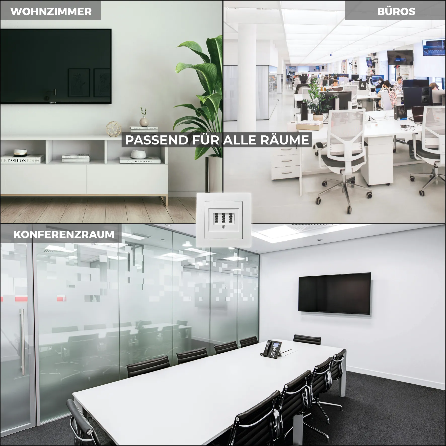 TAE-NFN-Anschlussdose McPower ''Flair'' UP, weiß, 3x 6-polig – Bild 5