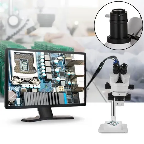 VEVOR 3,5X-90X Simul Focal Trinocular Zoom Stereo Microscope Al-Zn-Legierung 360 Grad Drehbar Trinokulares Stereomikroskop Dual Armstativ Labor Video Mikroskop zwei höhenverstellbar Ständer Zubehör – Bild 4