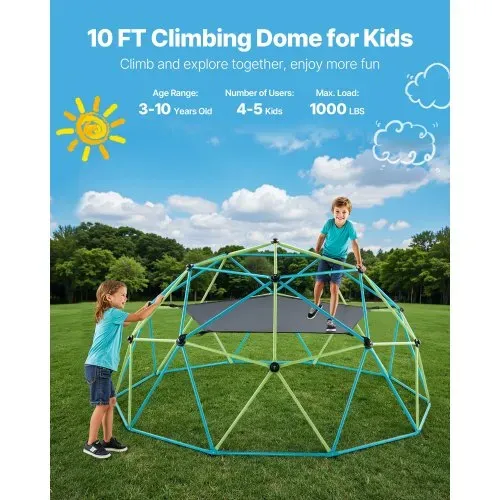 VEVOR Kletterkuppel geometrisches Klettergerüst (305 cm breit) mit Schaukel & Hängematte, 453 kg belastbares Klettergerüst, Klettergerät für Kinder von 3 bis 10 Jahren Gartenspielzeug Spielplatz VEVOR Kletterkuppel geometrisches Klettergerüst (305 cm breit) mit Schaukel & Hängematte, 453 kg belastbares Klettergerüst, Klettergerät für Kinder von 3 bis 10 Jahren Gartenspielzeug Spielplatz
