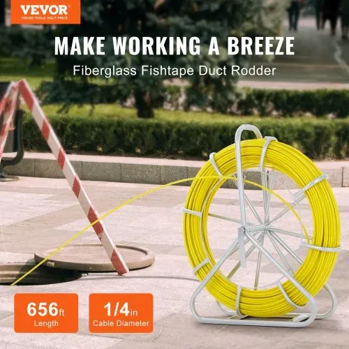 VEVOR Fish Tape Puller Fiberglas 200m 6,35 mm Drahtkabel Running Duct Rodder VEVOR Fish Tape Puller Fiberglas 200m 6,35 mm Drahtkabel Running Duct Rodder