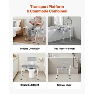 VEVOR Nachttoilettenstuhl 227 kg belastbar, Toilettensitzerhöhung mit gepolsterter Sitzfläche & Rückenlehne, abnehmbarer 5 L Eimer, höhenverstellbarer Toilettenstuhl für Senior Erwachsene VEVOR Nachttoilettenstuhl 227 kg belastbar, Toilettensitzerhöhung mit gepolsterter Sitzfläche & Rückenlehne, abnehmbarer 5 L Eimer, höhenverstellbarer Toilettenstuhl für Senior Erwachsene