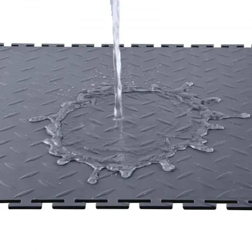 VEVOR PVC Garagenboden, 16er-Pack 513x513x5 mm, Werkstattboden, Industrieboden, Klick Verlegung, rutschfeste PVC-Matten mit Diamantplatte für Werkstatt, Lager, Werkzeugraum, Graphitgrau – Bild 10
