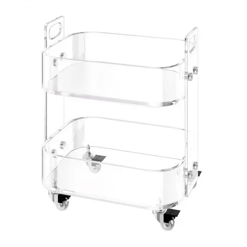 VEVOR Rollwagen Servierwagen 2-stufiger mobiler Beistellwagen, moderner rollender Acrylwagen mit Stauraum, transparenter Nachtwagen als Beistelltisch, für Wohnzimmer Schlafzimmer Bar Büro – Bild 9
