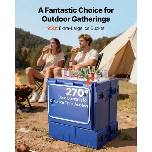 VEVOR Isolierter Speisenbehälterträger Warmhaltebox für Gastronomie 90 L, Speisenbehälter mit Doppelschnallen & Griffen, Speisenbehälterträger Lebensmitteltransportbox für Restaurant Kantine blau – Bild 5