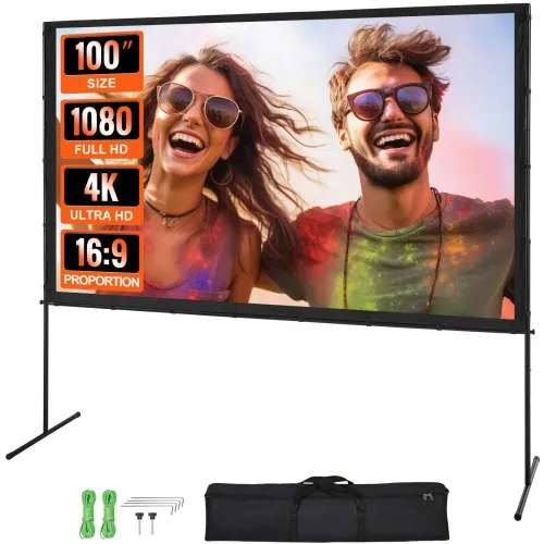 VEVOR Projektion Beamer Leinwand mit Ständer 254 cm HD 4K Outdoor Indoor Projektor Screen Schnelles Klappbare Tragbare Filmleinwand 16: 9 für Heimkino, Camping und Freizeitveranstaltungen Schwarz VEVOR Projektion Beamer Leinwand mit Ständer 254 cm HD 4K Outdoor Indoor Projektor Screen Schnelles Klappbare Tragbare Filmleinwand 16: 9 für Heimkino, Camping und Freizeitveranstaltungen Schwarz