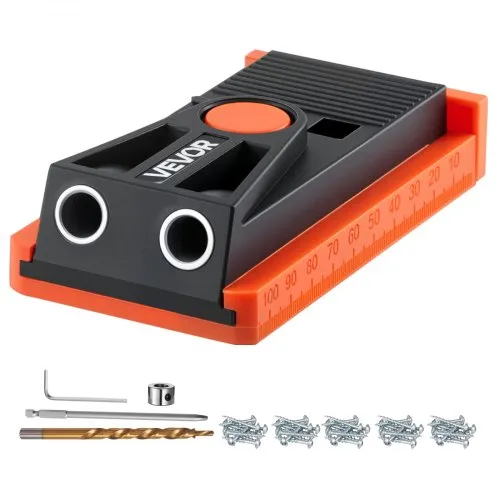 VEVOR Pocket Hole Jig Kit Taschenloch-Vorrichtungssatz 12,7-38,1 mm verstellbar, Vorrichtungs-Taschenlochsystem mit Stufenbohrer Sechskantschlüssel Bohrstoppring Vierkant-Antriebsbit Schrauben VEVOR Pocket Hole Jig Kit Taschenloch-Vorrichtungssatz 12,7-38,1 mm verstellbar, Vorrichtungs-Taschenlochsystem mit Stufenbohrer Sechskantschlüssel Bohrstoppring Vierkant-Antriebsbit Schrauben