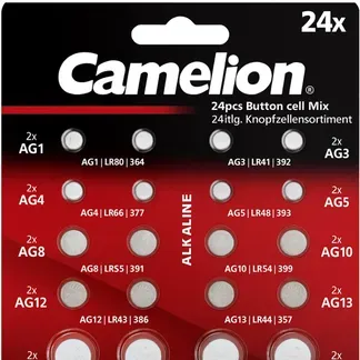 Knopfzellen-Sortiment 24 teilig 8 versch. AG + 4 versch. CR-Knopfzellen Knopfzellen-Sortiment 24 teilig 8 versch. AG + 4 versch. CR-Knopfzellen