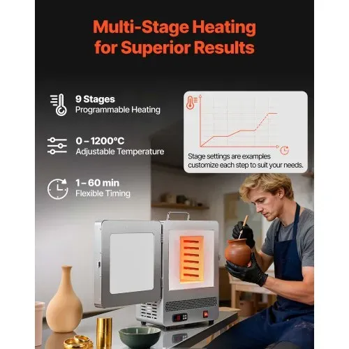 VEVOR elektrischer Schmelzofen 1650 W digitaler Schmelzofen, elektrischer Brennofen mit max. Temperatur 1200 ℃ für Wachsausschmelzguss Ton-DIY Metallglühen Keramikbrennen PID-Temperaturregelung VEVOR elektrischer Schmelzofen 1650 W digitaler Schmelzofen, elektrischer Brennofen mit max. Temperatur 1200 ℃ für Wachsausschmelzguss Ton-DIY Metallglühen Keramikbrennen PID-Temperaturregelung