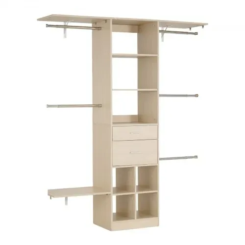 VEVOR Garderobenständer mit 2 Schubladen, verstellbarer Kleiderständer aus Holz, Kleiderschrankorganisation mit 5 ausziehbaren Kleiderstangen (46-81 cm) Schranksystem für begehbare Garderoben – Bild 8