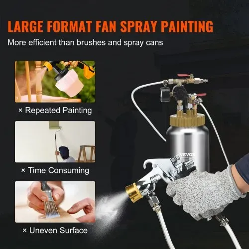 VEVOR Druckbehälter Farbbehälter Sprühfarbe Drucktopf 2 L Drucktank, 45 psi Lackierpistole Farbbehälter Φ 38,5 x 12,6 c Spray Paint Pressure Pot Tank Paint Container Farbspritzpistolen Lacken, Flecken – Bild 2