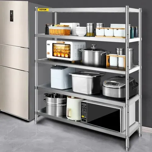 VEVOR Lagerregal, 5-stufiges Lagerregal, Garagenregal aus Edelstahl, 180 x 45 x 180 cm, Robustes Lagerregal, 748 kg Gesamtkapazität mit verstellbarer Höhe, Lagerregale Küchenregale Ladung Regale – Bild 7