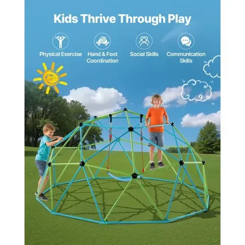 VEVOR Kletterkuppel geometrisches Klettergerüst (305 cm breit) mit Schaukel & Hängematte, 453 kg belastbares Klettergerüst, Klettergerät für Kinder von 3 bis 10 Jahren Gartenspielzeug Spielplatz – Bild 4
