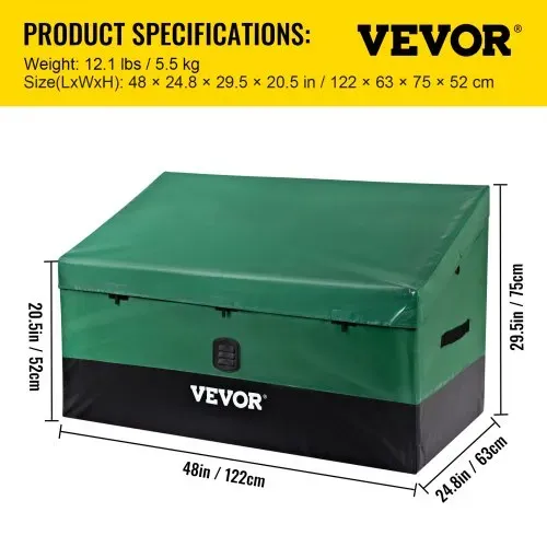 VEVOR 440L Aufbewahrungsbox für Außenbereich 122x63x75cm Auflagenbox aus PE-Plane auf industriellem Niveau Wasserdicht Luftdurchlässig Kissenbox Truhe Gartenbox Ideal für Pools Höfe Gärten Garagen – Bild 6