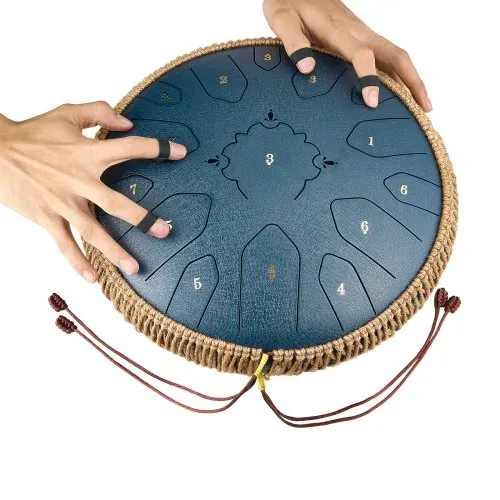 VEVOR Zungentrommel, 33 cm 15-Noten-Regentrommel, C-Dur-Musiktrommeln mit Notenbuch & Schlägeln, Steel Tongue Drum für Meditation, Yoga, musikalische Ausbildung für Anfänger, Marineblau – Bild 8