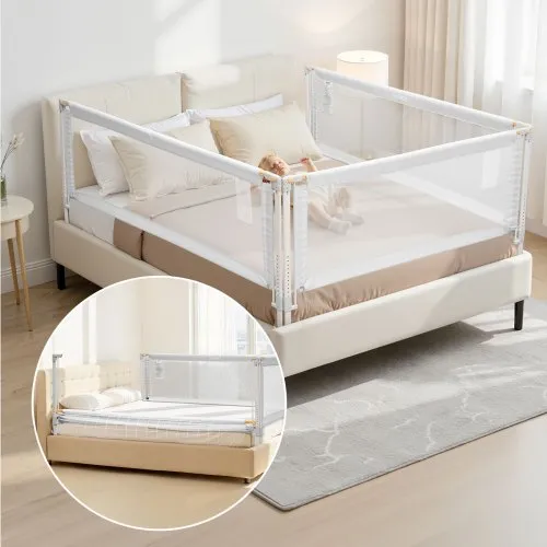 VEVOR 3-tlg. Bettgitter, Bettschutzgitter mit verstärktem Eisenrohr und Oxford-Stoff, 68-89 cm höhenverstellbares Kinderbettgitter, Kinderbettschutzgitter für Kingsize-Betten, 200x190x200 cm VEVOR 3-tlg. Bettgitter, Bettschutzgitter mit verstärktem Eisenrohr und Oxford-Stoff, 68-89 cm höhenverstellbares Kinderbettgitter, Kinderbettschutzgitter für Kingsize-Betten, 200x190x200 cm