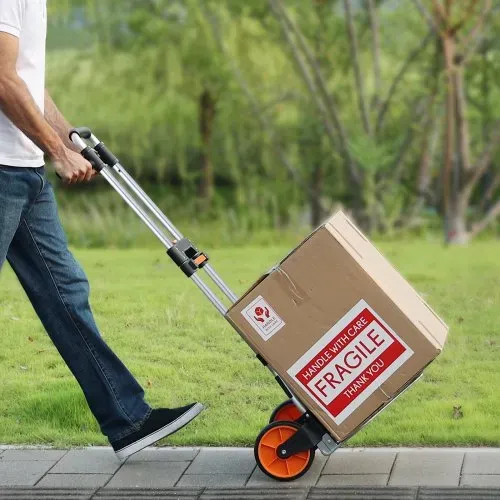 VEVOR Sackkarre Klappbar 140kg Transportkarre aus Aluminiumlegierung und Kunststoff Stapelkarre mit verstellbarem Griff 900-1109mm Faltbarer Trolley inkl. Bindeseil kompakte Größe zum Verstauen – Bild 7