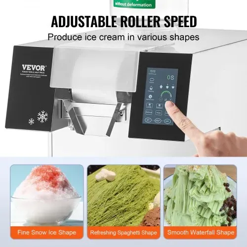 VEVOR Kommerzielle Schneeflocken-Eismaschine Schneeeisbereiter, 180 kg/24 h Schneeflocken-Eismaschine, Edelstahl-Eisrasierer, elektrischer Schneekegel-Maker mit Flüssigkeitskühlsystem & Touch-LCD – Bild 2
