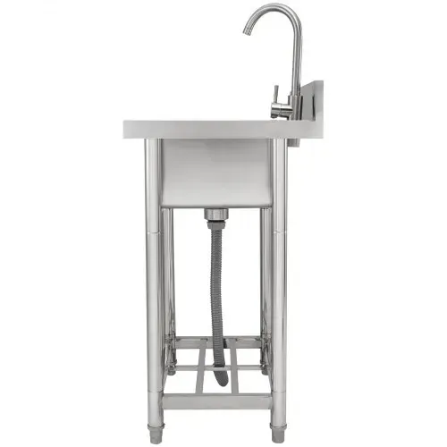 VEVOR Edelstahl-Waschbecken, Freistehendes Waschbecken, inkl. Wasserhahn und Beinen, 41 x 33 x 22 cm Kommerzielle Einzelwaschbecken für Garage, Restaurant, Küche, Gewerbliche Spülbecken – Bild 9