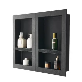 VEVOR Duschnische, 40,6 x 61 cm + 40,6 x 61 cm Wandnische mit beweglichem Regal, 10,2 cm dicker moderner Seifen- & Shampoo-Aufbewahrungs-Organizer, schwarz für Badezimmerdusche VEVOR Duschnische, 40,6 x 61 cm + 40,6 x 61 cm Wandnische mit beweglichem Regal, 10,2 cm dicker moderner Seifen- & Shampoo-Aufbewahrungs-Organizer, schwarz für Badezimmerdusche