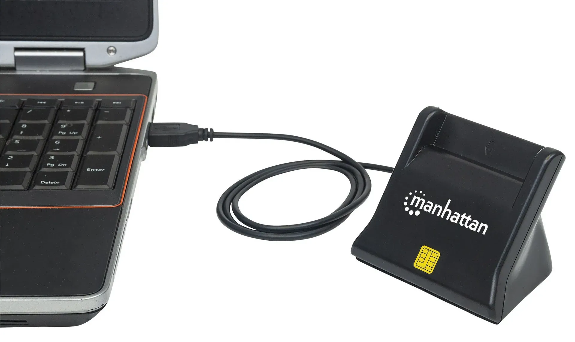 Manhattan USB 2.0 Smartcard-/SIM-Kartenlesegerät mit Standfuß, USB-A-Stecker, Kontaktlesegerät, Desktop, extern, schwarz – Bild 5