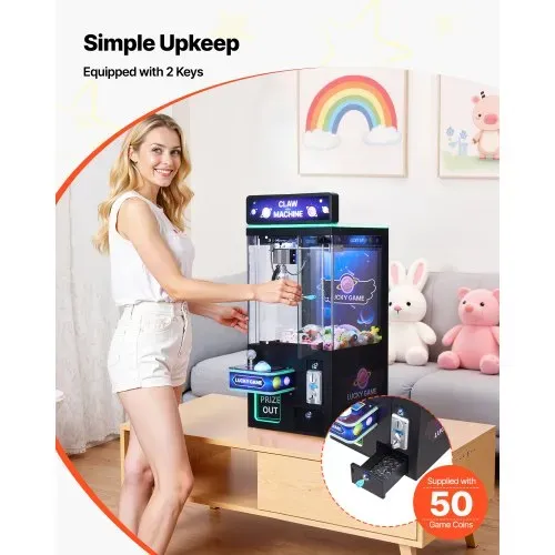 VEVOR Greifautomat, Spielautomat, mittelgroßer Arcade-Spielautomat mit Licht & Ton, verstellbaren Stahlkrallen, Gewinnautomat, Greifer, Verkaufsspielzeug, für kommerzielles Heimkino, Schwarz-Lila – Bild 5