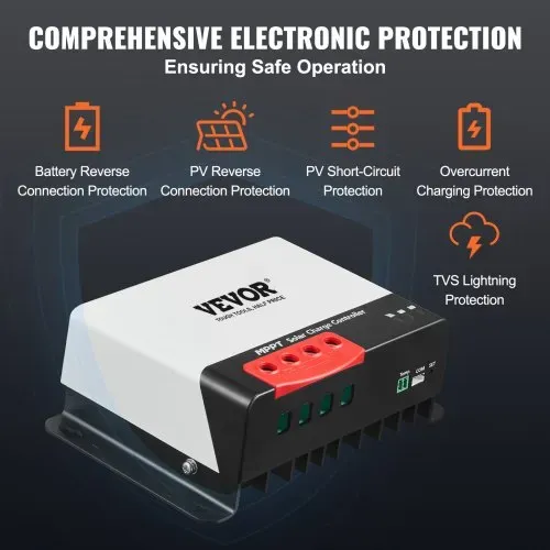 VEVOR 50A 12V 660W / 24V 1320W MPPT Solarladeregler Solarregler Solarmodul Laderegler mit TTL-Kommunikationsschnittstelle Kompatibel mit Deep-Cycle-Batterien wie AGM-, Gel-, Flut- und Lithiumbatterien – Bild 5