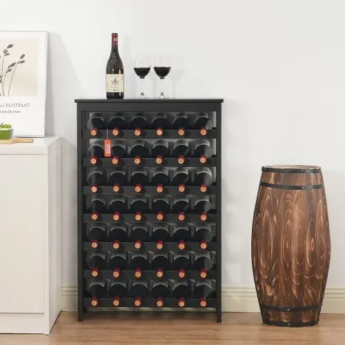 VEVOR Weinregal 42 Flaschen, stabiles Flaschenregal, 7-stufiges Lagerregal aus massivem Bambusholz, freistehendes Weinregal, wackelfreie Regale für Küche, Bar und Keller (schwarz) – Bild 7