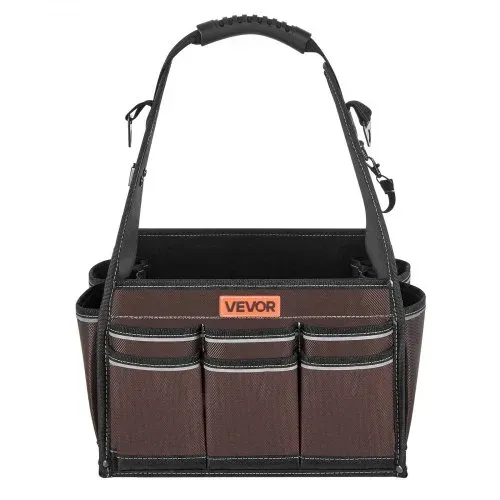 VEVOR Offene Werkzeugtasche 31x31x41cm, Aufbewahrungstasche mit 15 Innen- & 30 Außenfächern, Wasserfester Werkzeug-Organizer aus Polyester mit Schultergurt & Tragegriff, Werkzeugtrage für Handwerker – Bild 9