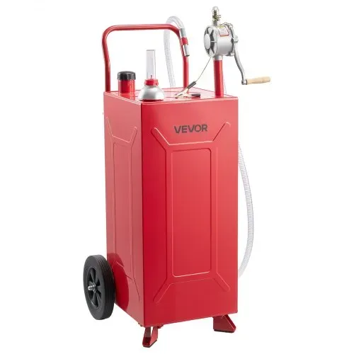 VEVOR 113,6L Kraftstofftrolley Mobile Tankanlage mit Manueller Handpumpe, Tragbarer Kraftstofftank für Auto Rasenmäher Boot, Mit 2 Rollen & Ölstandsanzeige, Für Benzin & Diesel, Kohlenstoffstahl, Rot – Bild 8