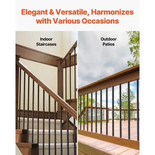 VEVOR Geländerstab, 51er-Set, φ19x914 mm Aluminium-Treppenbaluster, Zierstab, runder Stab, Hohldeckgeländer mit Geländerkappen und Schrauben für Treppen, Veranda, Terrasse, Zaun, schwarz – Bild 4