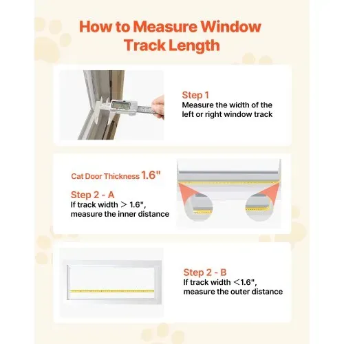 VEVOR Katzenklappe Katzentür Anpassbar an Fensterbreiten (584-711 mm), Wetterfeste Haustiertür mit 4 sicheren Verriegelungsmodi & Aluminiumrahmen & Hochtransparentem Glas & Magnetverschluss, Weiß – Bild 6