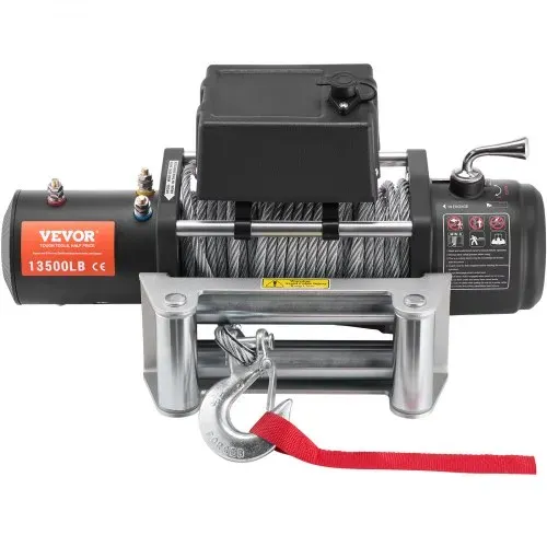 VEVOR Elektrische Seilwinde, 13.500 lb, 12 V DC LKW-Winde mit Φ3/8 Zoll x 80 Fuß Stahlkabel-Rollenführung, kabellose und kabelgebundene Fernbedienung, IP55 wasserdicht zum Abschleppen von Geländewagen, Jeeps, LKWs, Anhängern und Booten – Bild 8