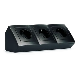 Steckdosenblock McPower “Flair“ Aufbau, matt schwarz, 3-fach Schutzkontakt Steckdosenblock McPower “Flair“ Aufbau, matt schwarz, 3-fach Schutzkontakt