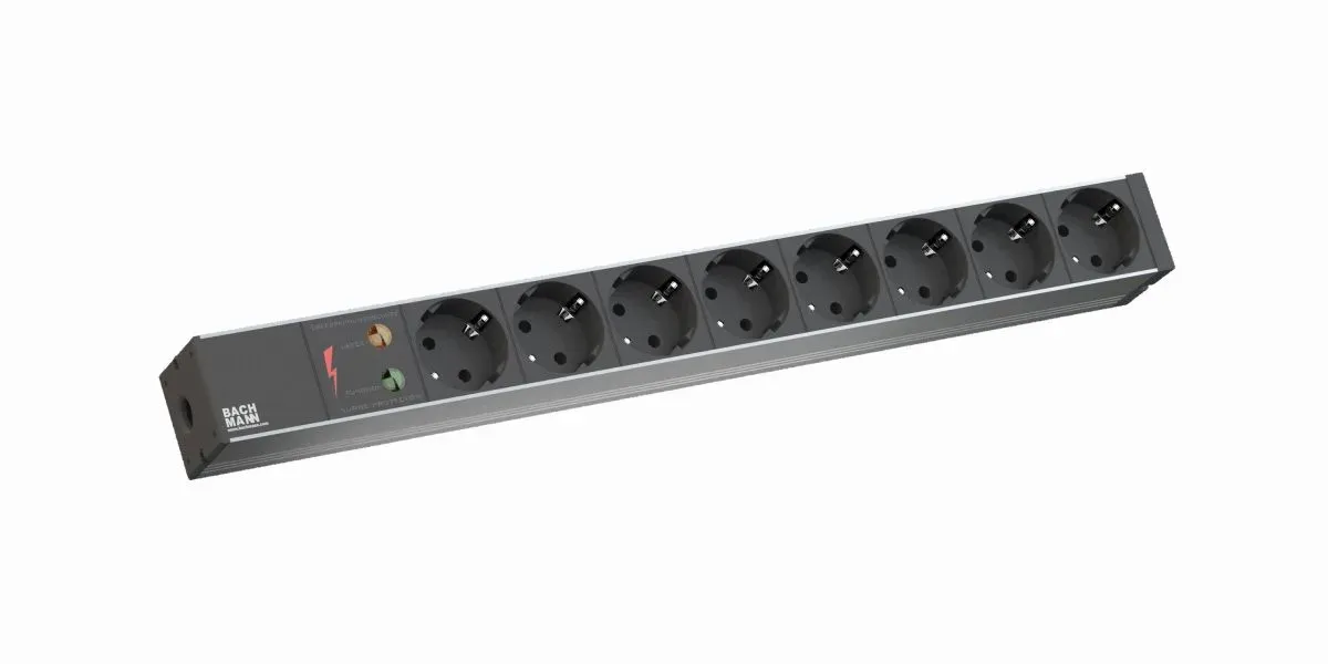 ALLNET 19″zbh. Steckdosenleiste, 8xDosen(CEE7)->Stecker(CEE7), ÜS, Bachmann, Schwarz, ALLNET 19″zbh. Steckdosenleiste, 8xDosen(CEE7)->Stecker(CEE7), ÜS, Bachmann, Schwarz,