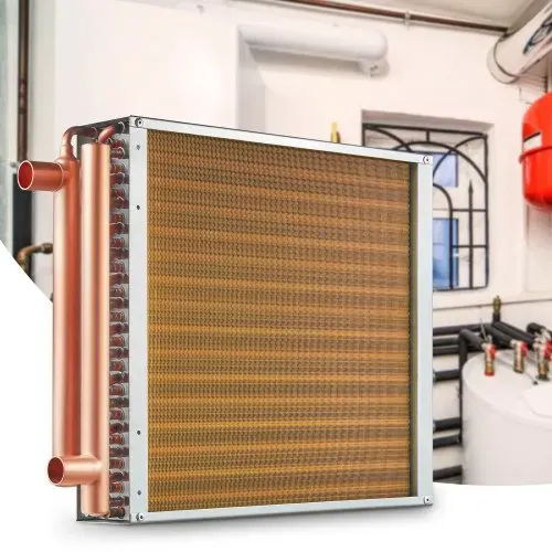 VEVOR Wärmetauscher Wasser-Luft, 40,64 x 40,64 cm mit 3-reihigen 9,53 mm Kupferanschlüssen, 193 Aluminiumlamellen Wärmetauscher für Holzöfen, Heizung und Kühlung im Wohnbereich und Warmluftheizung – Bild 7