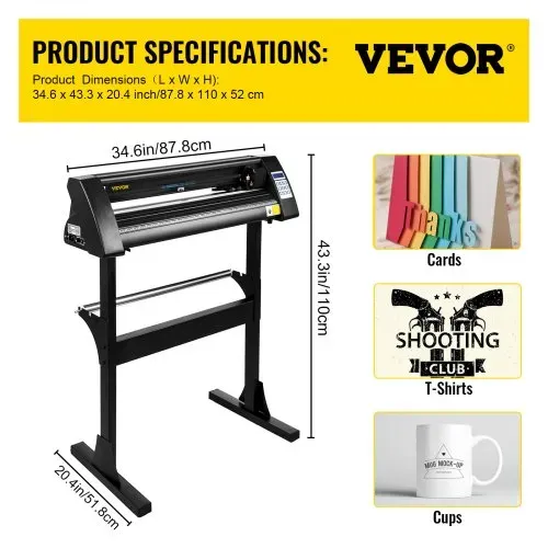 VEVOR 720mm Vinyl Cutter Plotter Maschine Dunkel Vinyl Schneideplotter 630 mm Schneidbreite Cutting Plotter Device Schneider Plotter mit Ständer – Bild 6