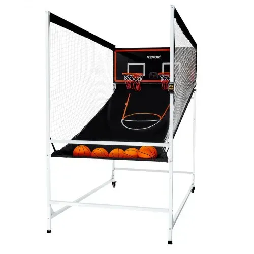 VEVOR Indoor-Basketballspiel für 2 Spieler, Basketballautomat, Baskeltballständer mit 5 Bällen & 8 Spielmodi & 2 Basketballkörben & Anzeigetafel & Aufblaspumpe, für Kinder, Erwachsene (Schwarz) – Bild 9