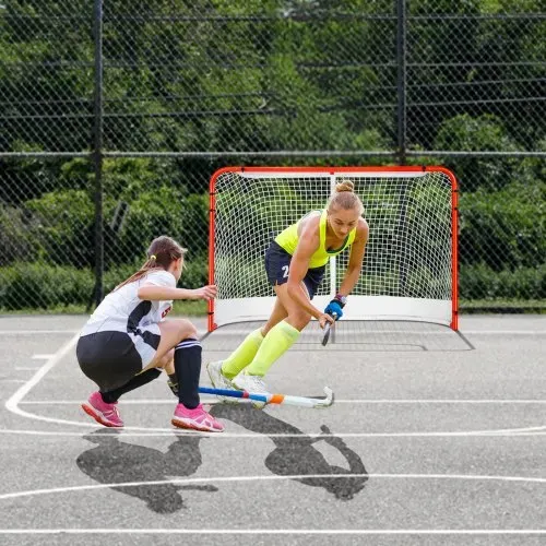 VEVOR Hockeytor Streethockeynetz, Straßenhockey-Tor Hockeynetz, 183 x 64 x 122 cm Hockey-Trainingstor-Set, offizielles Profi Indoor/Outdoor-Hockeytor aus Stahlrohren mit Netz, weiß/rot, Training – Bild 7